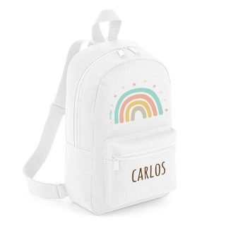 Mochila Infantil Personalizada Loneta Arco Iris Soft