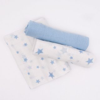 Gasas Bebé Algodón pack x3 Estrellas Celeste