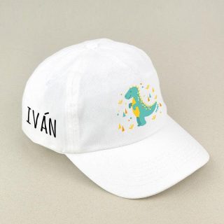 Gorra Junior Personalizada Dinosaurio Blanca Mi Pipo