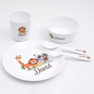 Vajilla Personalizada Infantil con Nombre Zoo Boann