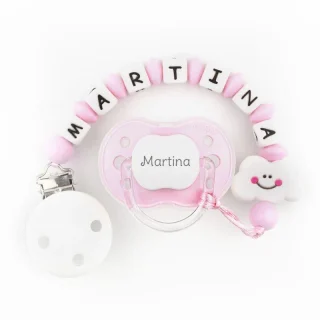 Chupete y Chupetero Silicona Nube Rosa