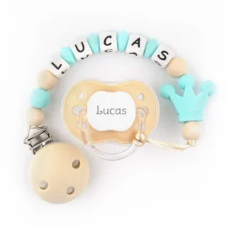 Chupete y Chupetero Silicona Corona Menta