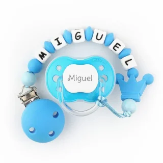 Chupete y Chupetero Silicona Corona Pitufo