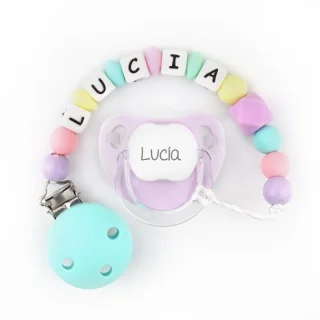 Chupete y Chupetero Silicona Turquesa Multicolor