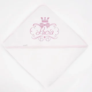 Capa de Baño Bebé Personalizada Princesa Corona Lazos Nanetes