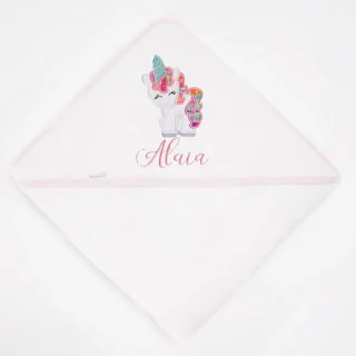 Capa de Baño Bebé Personalizada Unicornio Telas Nanetes
