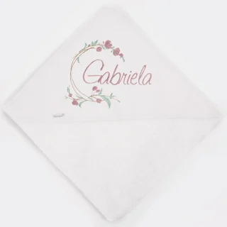 Capa de Baño Bebé Personalizada Circulo Flores Abiertas Nanetes