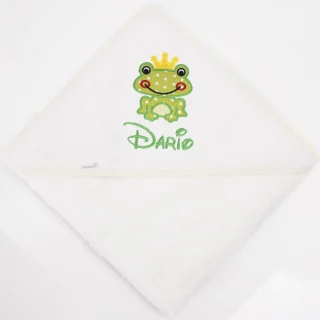 Capa de Baño Bebé Personalizada Rana Príncipe Nanetes