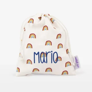 Bolsa Tela Niños Personalizada Saquito Mi Pipo Arco Iris