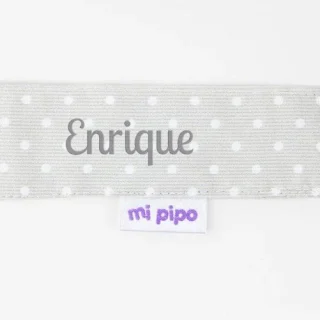 Chupetero Madera-Textil Topitos Gris