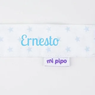 Chupetero Madera-Textil Estrellas Azul