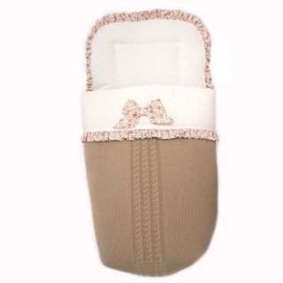 Saco Capazo Invierno Bebé Punto Camel y Flores Bebiti by Nanetes