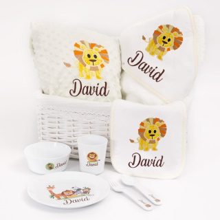 Cesta Regalo Premium Recien Nacido Bebé Leon Selva Nanetes