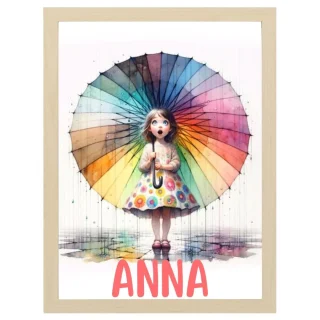 Cuadro Infantil Decorativo Paraguas multicolor