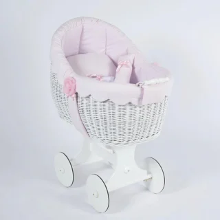 Moises De Mimbre Dulce Rosa Abc Baby