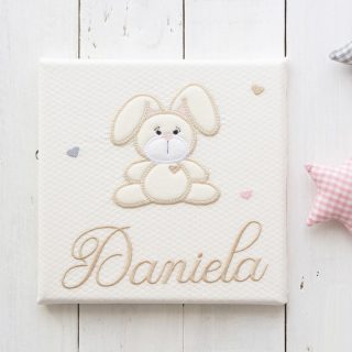 Cuadro Bebé Personalizado Nanetes Lienzo Conejito beige