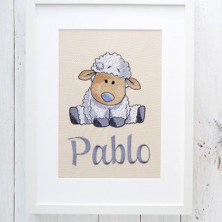 Cuadro infantil Personalizado Nanetes Bordado Oveja