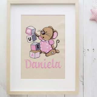 Cuadro Bordado Personalizado Ratita