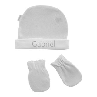 Gorro y Manoplas Recién Nacido Paritorio Gris Cambrass