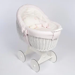 Moisés de Mimbre Bebé ABC Baby Barroca Lazo Rosa