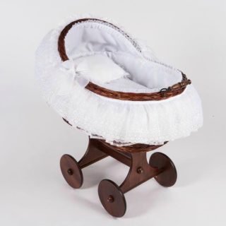 Moisés Capazo de Mimbre Bebé ABC Baby Organza Cristal