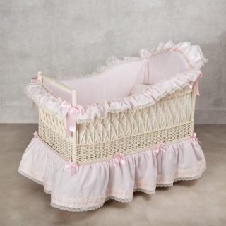 Minicuna De Mimbre Barroca Rosa Abc Baby