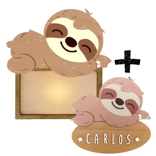 Lampara + Placa puerta personalizadas Perezoso