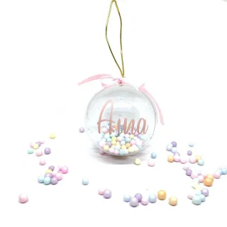 Bola de Navidad Personalizada Transparente Bolitas Colores