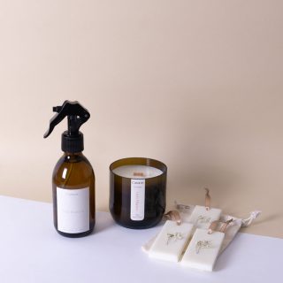 Pack Lino Blanco | Ambientador + Vela + Ambientador de Armario | Dos tamaños