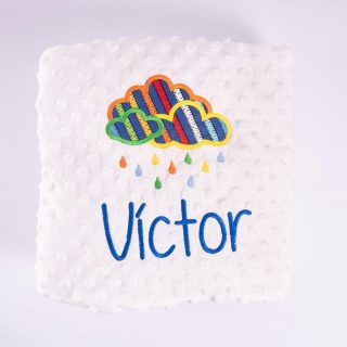 Manta Personalizada Bebé Nube Lluvia Colores Nanetes