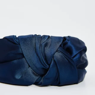 Diadema de Satén Azul Marino y Negro ✨