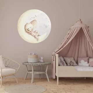 Vinilo Infantil Círculo Luna Sueños de Cigüeña
