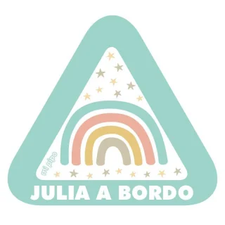 Pegatina Bebé a Bordo Personalizada Mi Pipo Arco Iris