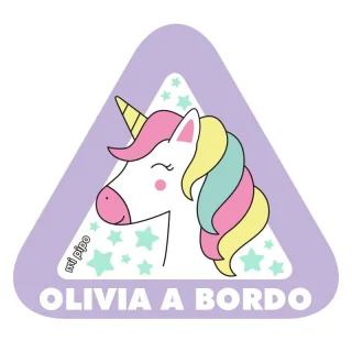 Pegatina Bebé a Bordo Personalizada Mi Pipo Unicornio