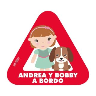 Pegatina Bebé a Bordo Personalizada Mi Pipo Niña-Perro