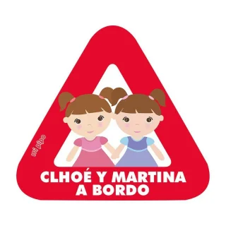Pegatina Bebé a Bordo Personalizada Mi Pipo 2 niñas
