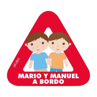Pegatina Bebé a Bordo Personalizada Mi Pipo 2 niños