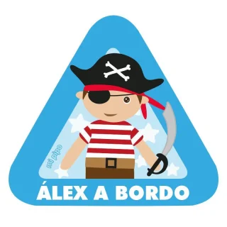Pegatina Bebé a Bordo Personalizada Mi Pipo Pirata