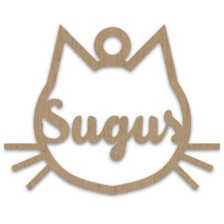 Adorno navideño personalizado nombre en madera mascota Gato