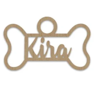 Adorno navideño personalizado nombre en madera mascota perro