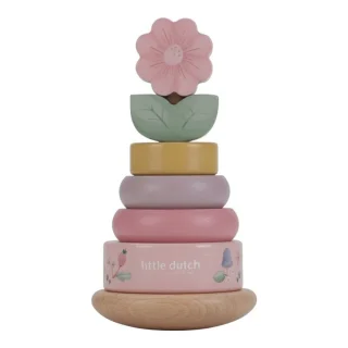 Torre apilable madera Montessori rosa Little Duch