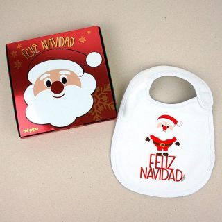 Babero Bebe Navidad caja Regalo Mi Pipo Feliz Navidad Papa Noel