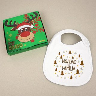 Babero Bebe Navidad caja Regalo Mi Pipo Navidad en Familia