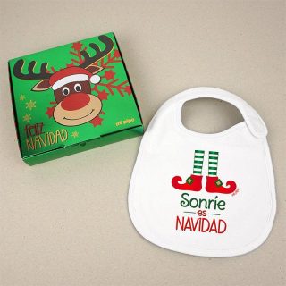 Babero Bebe Navidad caja Regalo Mi Pipo Sonrie es Navidad