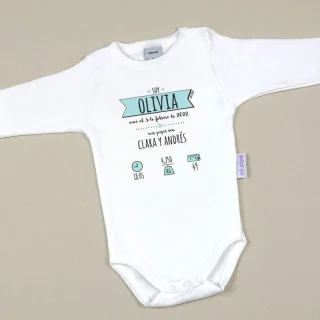 Body Bebe con Datos Nacimiento Papás Mi Pipo