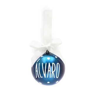 Bola de Navidad Personalizada Lazo Azul