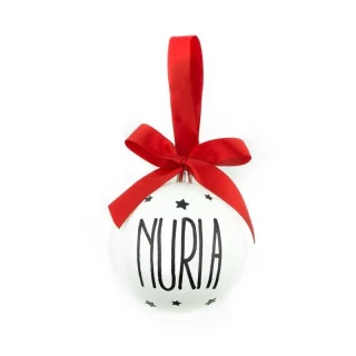Bola de Navidad Personalizada Lazo Blanca