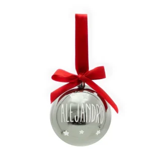 Bola de Navidad Personalizada Lazo Gris