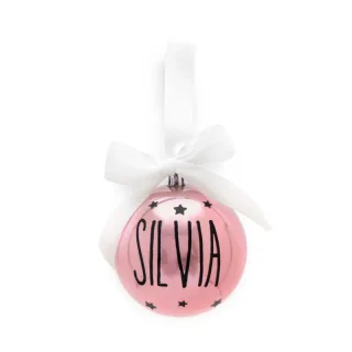 Bola de Navidad Personalizada Lazo Rosa Perla