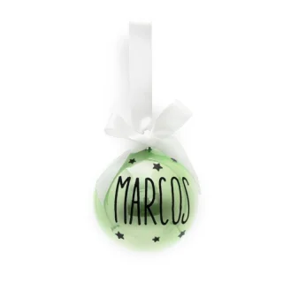 Bola de Navidad Personalizada Lazo Verde Perla